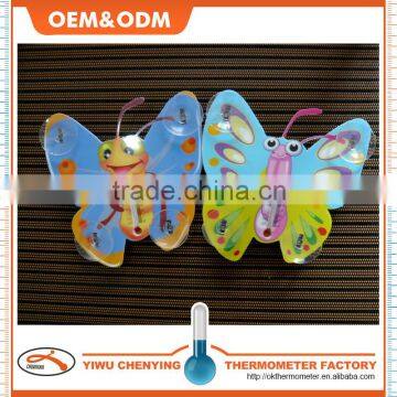 household thermometer plastic indoor thermometer w/ scuker butterfly design and printing cheap price and colorful