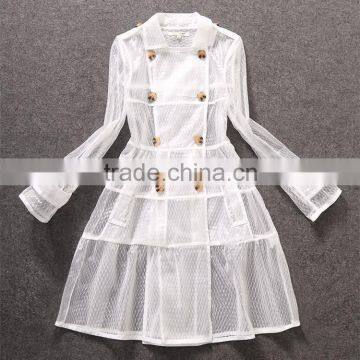 Unique Brands Designs Fashion 2014 Hot Selling Sexy Lace Turn-down Collar Double Breasted Thin Coat for Trendy Women C17281 photo-3