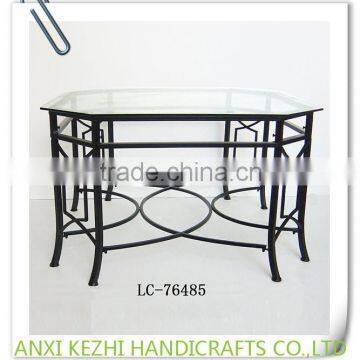 LC-76485 Unique Living Room Metal Big End Table with Glass Top