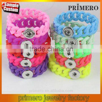 Cheap Custom Braided Rope Silicone Bracelet Button Bangle Fit Ginger Snap Button Jewelry