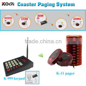 Wireless coaster patron pager with receiver and keypads, for coffee shop Restaurant club Service Equipment Guest paging system