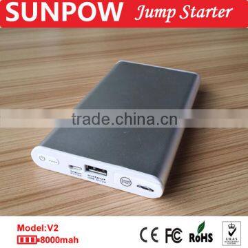 Sunpow High Standard Car Accessories lithium polymer battery jump starter thin Booster,8000mAh Jump Starter