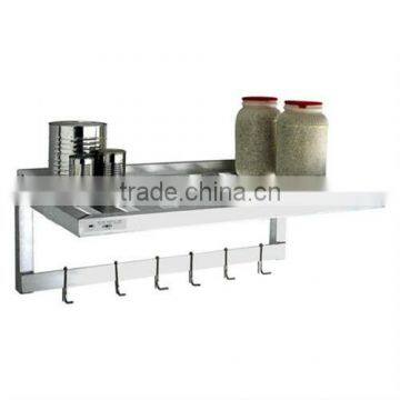 20"d T-bar Stainless steel Wall Shelf with Hanger and Hooks