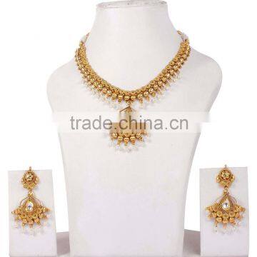 Indian Traditional Gold Tone Polish With Pear Party Wear Necklace For Women