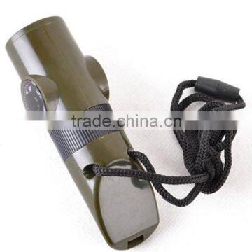 Outdoor 7 in 1 Multi Functional Survival Emergency Training Whistle With Compass LED Light Thermometer Quality Choice photo-3