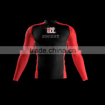 Polyester Spandex Long Sleeves ILL Compression Shirt/Rash Guard with Club Logo Player Name and Numbers at Sleeves