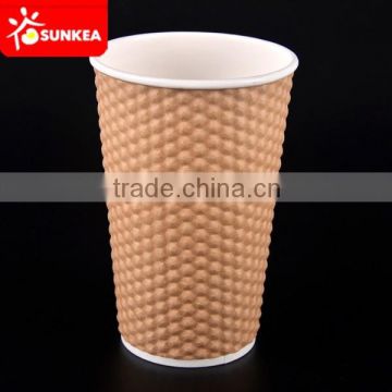 16oz diamond / pineapple surface disposable coffee paper cup