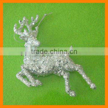 Plastic Deer With Silver Glitter For Christmas