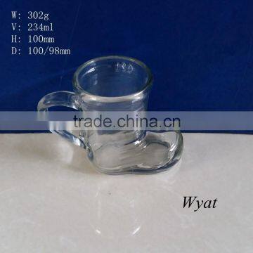 250ml boot shape glass mug for drinking with handle SLMb92