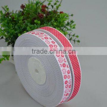 Supply 12mm 1/2inch pink white color printed grosgrain ribbon for gift box decoration craft kids bow