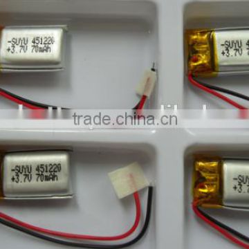 451220 3.7V 70mah li-polymer rechargeable battery 3.7v 550mah lithium polymer battery