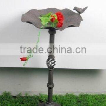 100348CA-lotus-leafed metal plant stand w/finch