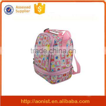 Fashion floral print cooler backpack with bottom compartment