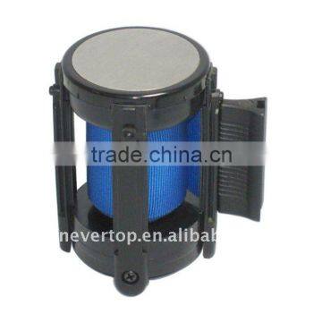 Retractable belt mechanism for crowd control stanchion