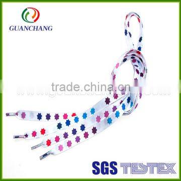 Custom colorful polyester braided self tightening flat shoelace bracelet with plastic tip to decoration