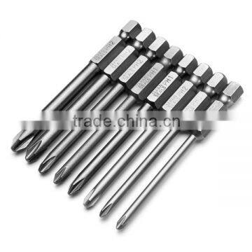 8pcs 75mm Magnetic Long Phillips Screwdriver Bits Set