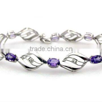 Silver Jewelry &.925 Sterling Silver Jewelry Bracelet Wholesale Jewelry with Amethyst