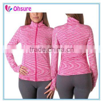 heathred color slim fit running jacket sports clothes gym jacket for lady