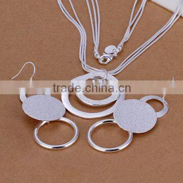 fashion 2014 earrings and necklace 925 sterling silver jewelry set