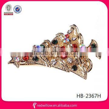 Hot sale gorgeous diamante Christmas tree hair barrettes for school girls