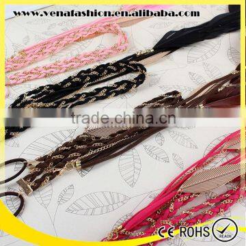 Mix Colors Indian Braided Feather Long Elastic Hair Bands