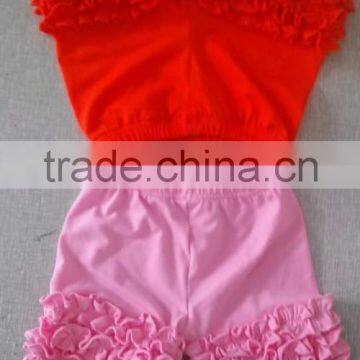 100% cotton material children solid color summer baby ruffle pant