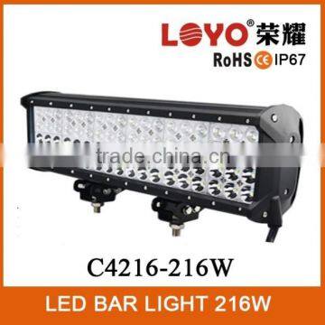 Waterproof IP67 17 inch 4 row 216W led bars high lumens 12v 4 rows offroad light bar