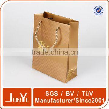 Luxury gold art paper shopping bag with logo printed