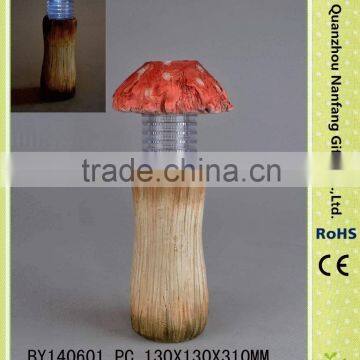 Solar Mushroom Polyresin Pillar Light