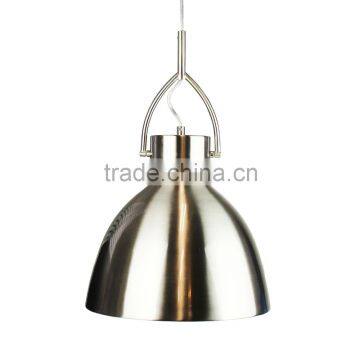 11.30-2 a white inner Industrial Style Pendant a brushed chrome finish matched with a clear PVC cord suspension