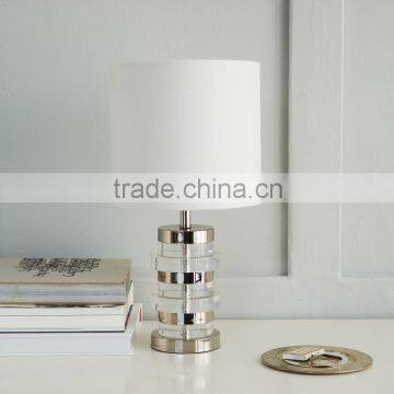 11.22-8 polished nickel base and column of crystal-clear discs Table Lamp addition to bedside tables side tables