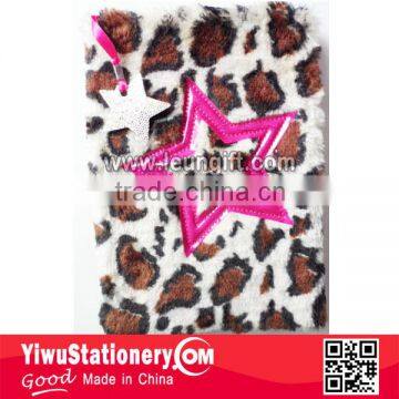 Embroider applique star customized cheetah plush notebook