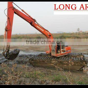 Long arm,long boom,extension jib amphibious excavator factory,Swamp excavator,canal dredge excavator,steel pontoon excavator