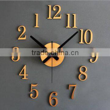 clock back moving metallic 3D stereo DIY wall clock creative fashion reversal