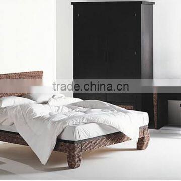 Acacia wood bedroom set furniture - Water hyacinth rattan bedroom (100% Hand woven by wicker,hyacinth & Acacia wooden frame )