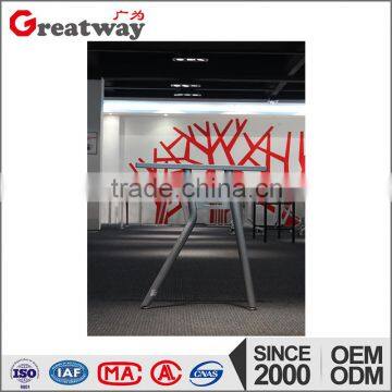 Glass Top Metal Frame Dining Table Metal Pole and Base Steel Table Legs photo-2