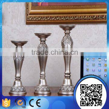 Wholesale silver polyresin candlesticks set decor wedding candle holder with diamond decor