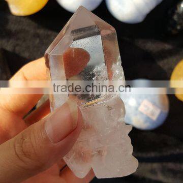 Creative Nautral Quartz Clear Crystal Point Skull