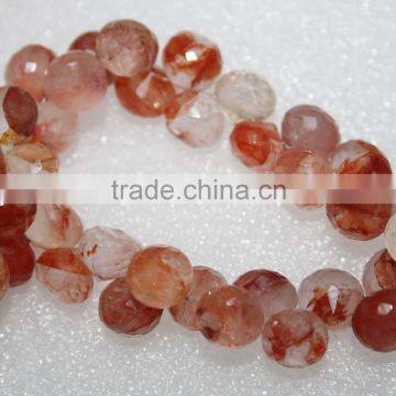 Natural Orange Strawberry Quartz Faceted Onion