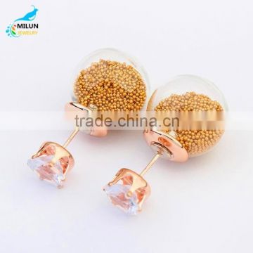 Fashion transparent hollow glass ball diamond stud earrings jewelry