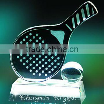 2016 new design crystal tennis trophy,crystal award