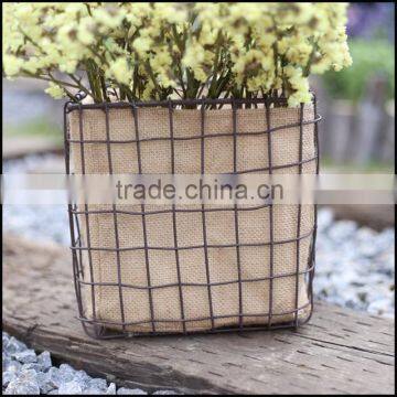 Square shape jute lining storage basket