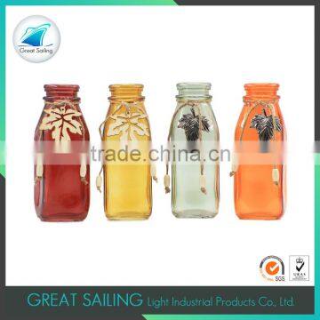 autumn season glass different shapes vases with leaf hanger