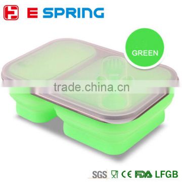 2016 Hot Selling Foldable Microwaveable Silicone Lunch Box