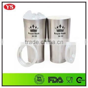 30oz double wall vacuum stainless steel hot cold liquid silver cup mug
