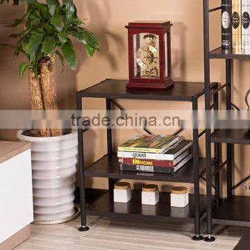 3 layer indoor black wooden shelf