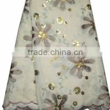 African organza lace with sequins embroidery CL8120-5white