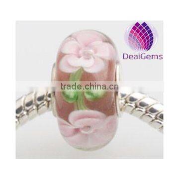 China Supplier large hole glass beads jewellery with flowers