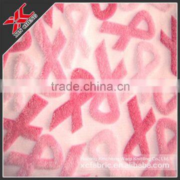 100% polyester backside print pv plush fabric with embossed