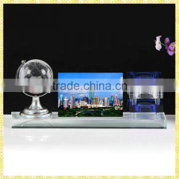 Antique Pen Holder Globe Crystal Office Table Set For Company Stationery Decoration